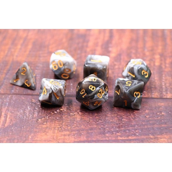 Chocolate Cream 7pc Dice Set inked in Gold